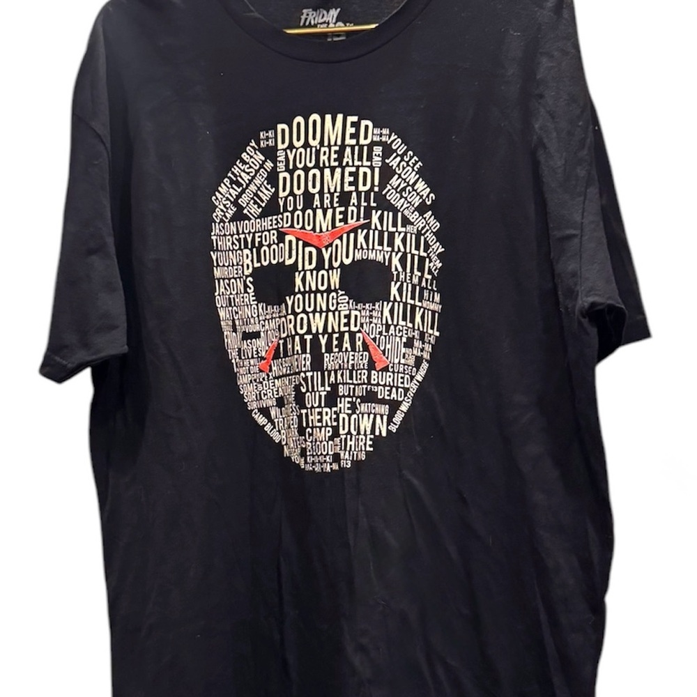 Friday the 13th Graphic Tee – Jason Voorhees Mask – Size XXL (2X)